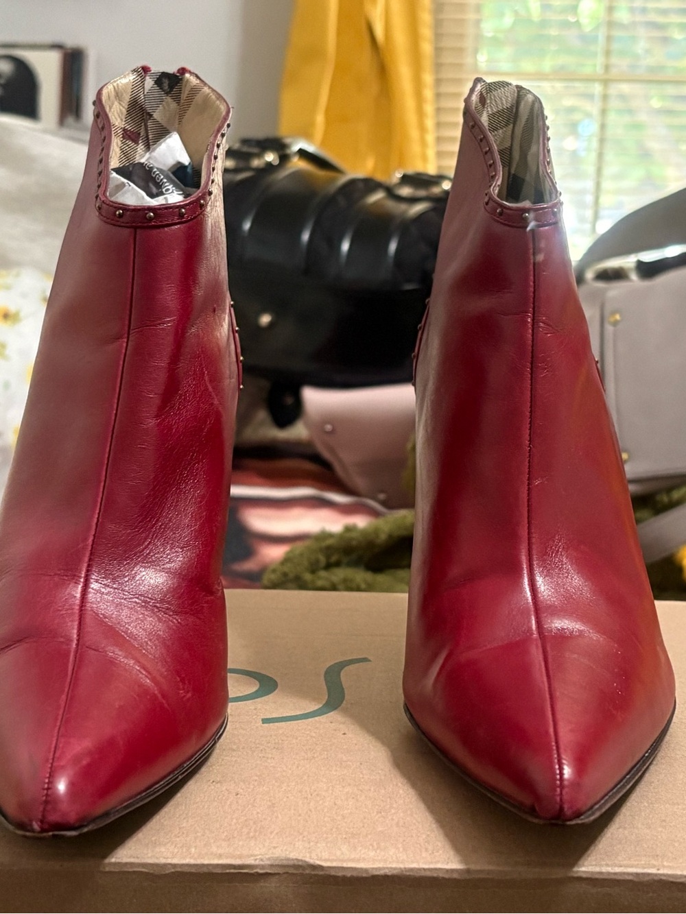 Burberry red leather Kitten pointy heeled boots Size 39 - Picture 11 of 15